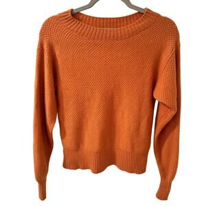 Everlane Recycled Cashmere Wool Blend Crew Neck Textured Sweater Orange Rust, XS